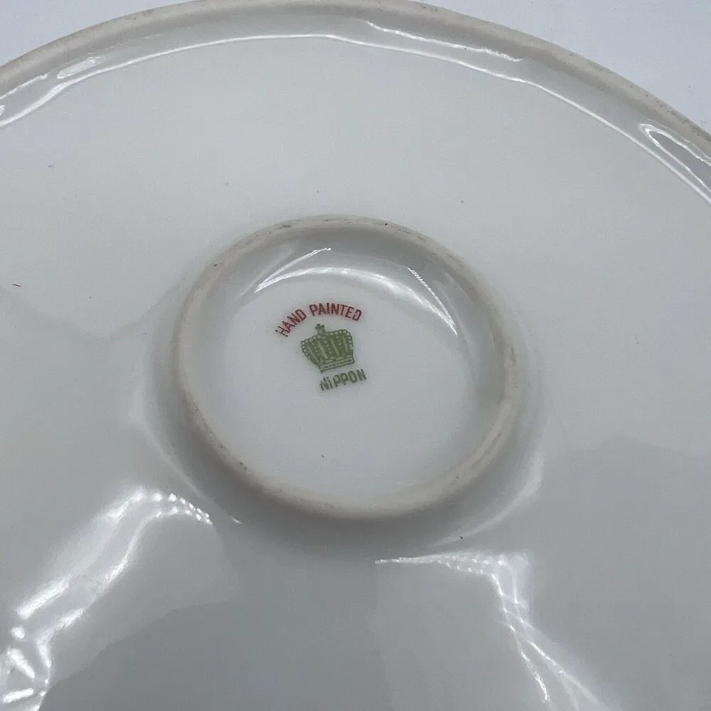 Vtg Round Hand Painted Nappy Trinket Dish 3 Handle Floral Colorful Cottagecore